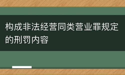 构成非法经营同类营业罪规定的刑罚内容