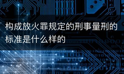 构成放火罪规定的刑事量刑的标准是什么样的