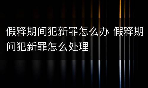假释期间犯新罪怎么办 假释期间犯新罪怎么处理