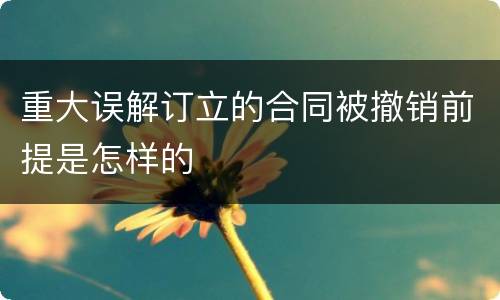 重大误解订立的合同被撤销前提是怎样的