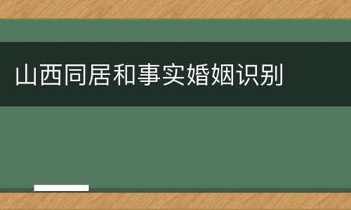 山西同居和事实婚姻识别