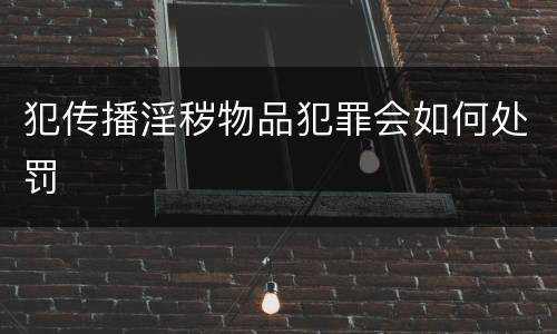 犯传播淫秽物品犯罪会如何处罚