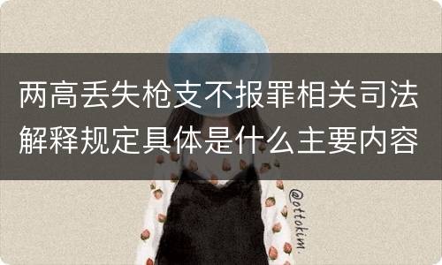 两高丢失枪支不报罪相关司法解释规定具体是什么主要内容