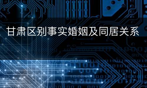 甘肃区别事实婚姻及同居关系