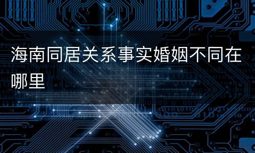 海南同居关系事实婚姻不同在哪里