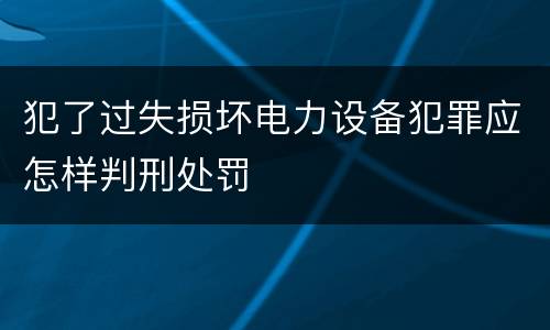 犯了过失损坏电力设备犯罪应怎样判刑处罚