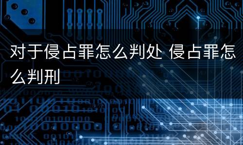 对于侵占罪怎么判处 侵占罪怎么判刑