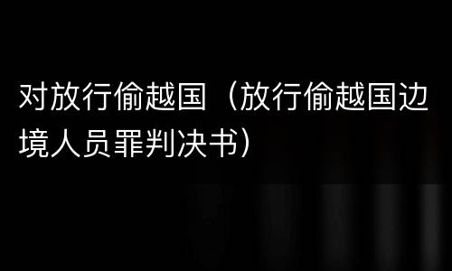 对放行偷越国（放行偷越国边境人员罪判决书）