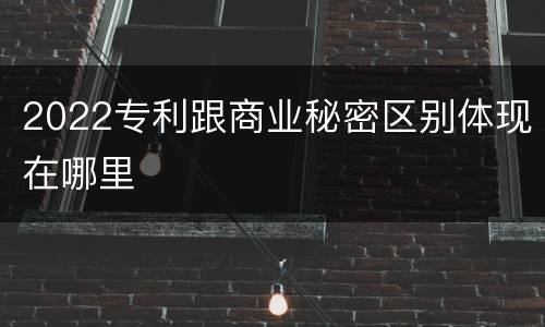 2022专利跟商业秘密区别体现在哪里