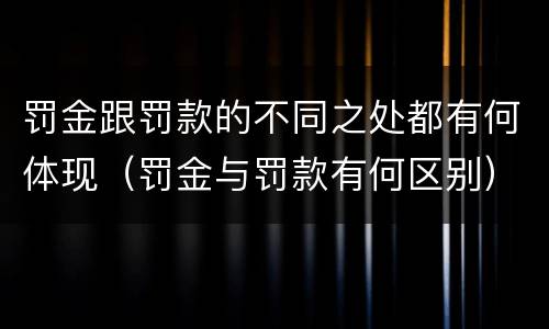 罚金跟罚款的不同之处都有何体现（罚金与罚款有何区别）