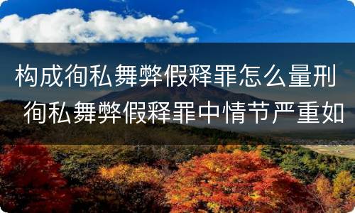 构成徇私舞弊假释罪怎么量刑 徇私舞弊假释罪中情节严重如何界定
