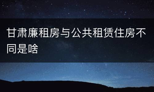 甘肃廉租房与公共租赁住房不同是啥