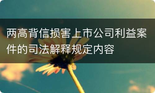 两高背信损害上市公司利益案件的司法解释规定内容