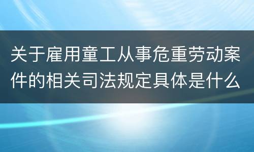 关于雇用童工从事危重劳动案件的相关司法规定具体是什么重要内容