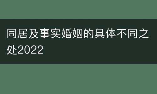 同居及事实婚姻的具体不同之处2022