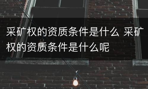 采矿权的资质条件是什么 采矿权的资质条件是什么呢