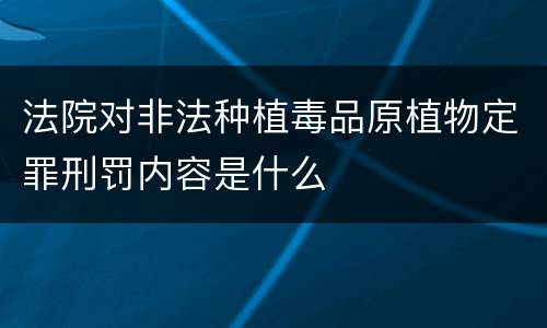 法院对非法种植毒品原植物定罪刑罚内容是什么