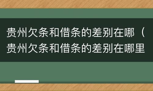 贵州欠条和借条的差别在哪（贵州欠条和借条的差别在哪里）