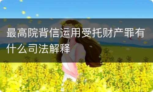 最高院背信运用受托财产罪有什么司法解释