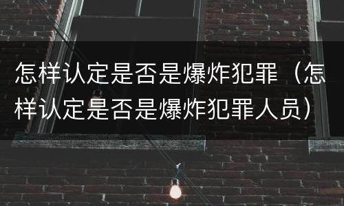 怎样认定是否是爆炸犯罪（怎样认定是否是爆炸犯罪人员）