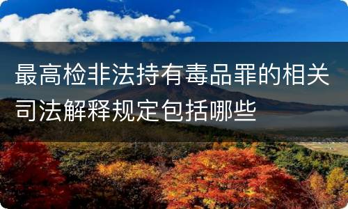 最高检非法持有毒品罪的相关司法解释规定包括哪些
