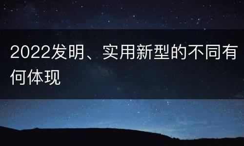 2022发明、实用新型的不同有何体现
