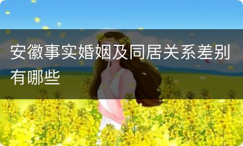 安徽事实婚姻及同居关系差别有哪些