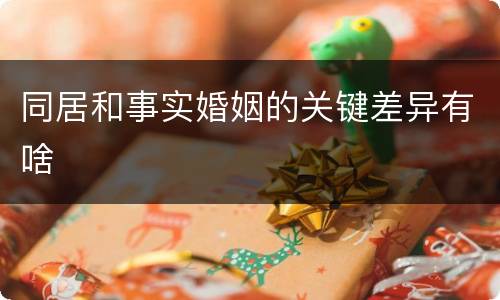 同居和事实婚姻的关键差异有啥