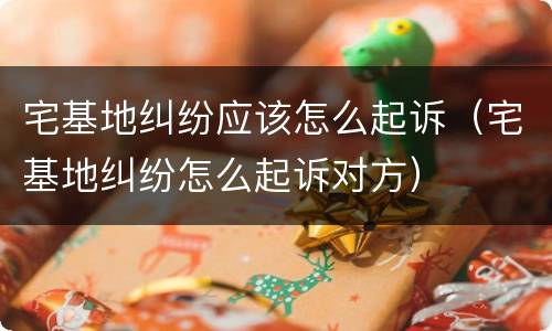 宅基地纠纷应该怎么起诉（宅基地纠纷怎么起诉对方）