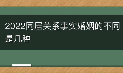 2022同居关系事实婚姻的不同是几种