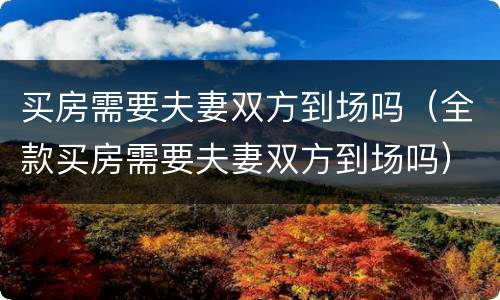 买房需要夫妻双方到场吗（全款买房需要夫妻双方到场吗）
