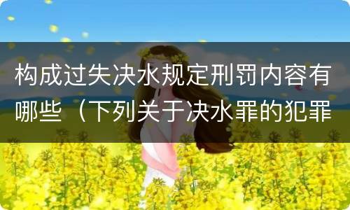 构成过失决水规定刑罚内容有哪些（下列关于决水罪的犯罪构成表述错误的有）