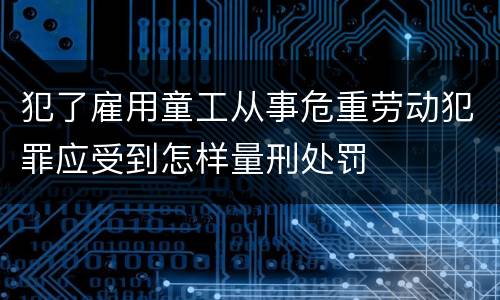 犯了雇用童工从事危重劳动犯罪应受到怎样量刑处罚