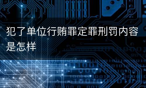 犯了单位行贿罪定罪刑罚内容是怎样