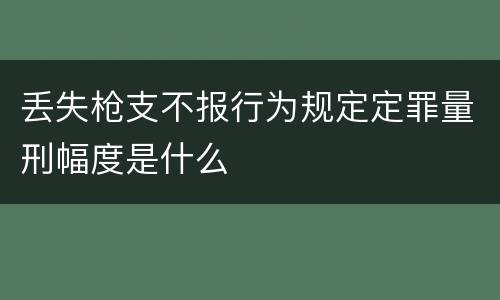 丢失枪支不报行为规定定罪量刑幅度是什么