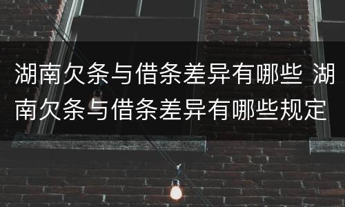 湖南欠条与借条差异有哪些 湖南欠条与借条差异有哪些规定