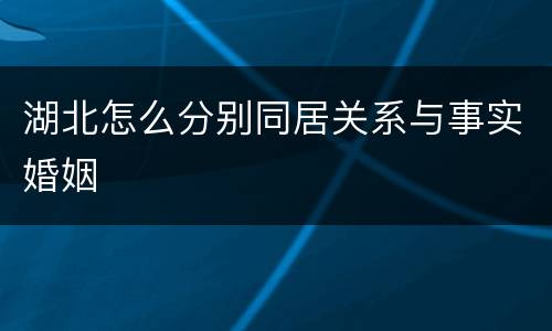 湖北怎么分别同居关系与事实婚姻