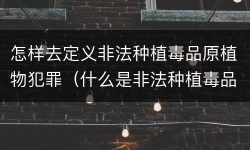 怎样去定义非法种植毒品原植物犯罪（什么是非法种植毒品原植物罪）