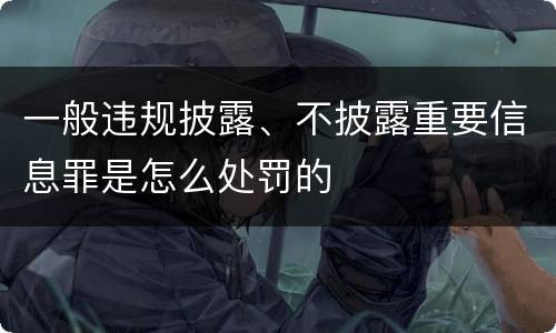 一般违规披露、不披露重要信息罪是怎么处罚的