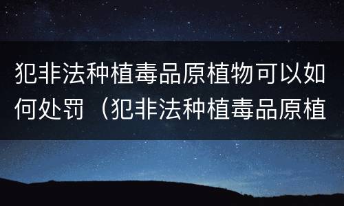 犯非法种植毒品原植物可以如何处罚（犯非法种植毒品原植物可以如何处罚呢）