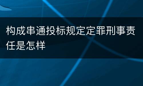 构成串通投标规定定罪刑事责任是怎样