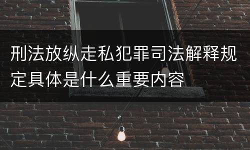刑法放纵走私犯罪司法解释规定具体是什么重要内容