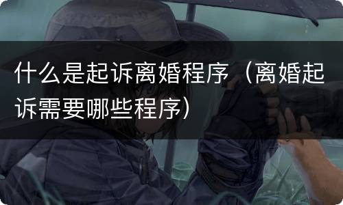什么是起诉离婚程序（离婚起诉需要哪些程序）