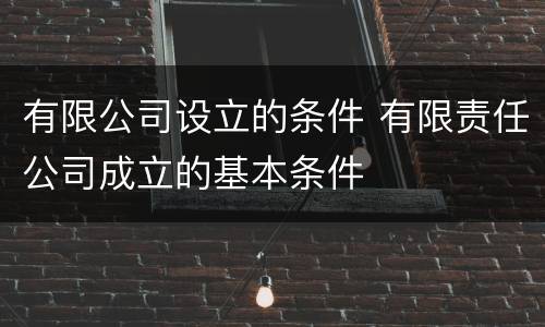 有限公司设立的条件 有限责任公司成立的基本条件