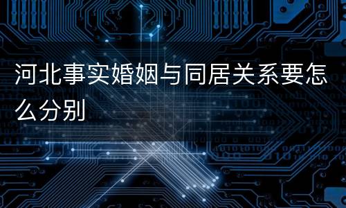 河北事实婚姻与同居关系要怎么分别