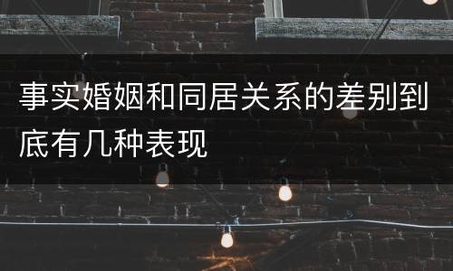 事实婚姻和同居关系的差别到底有几种表现
