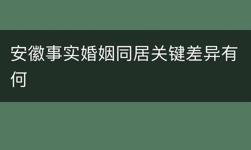 安徽事实婚姻同居关键差异有何