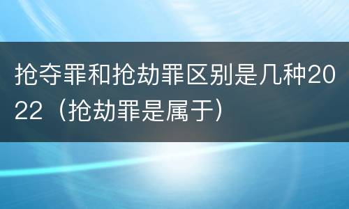 抢夺罪和抢劫罪区别是几种2022（抢劫罪是属于）