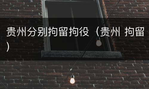 贵州分别拘留拘役（贵州 拘留）