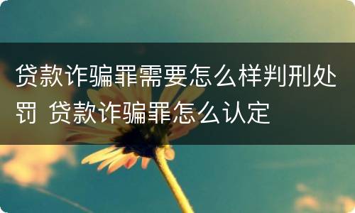 贷款诈骗罪需要怎么样判刑处罚 贷款诈骗罪怎么认定
